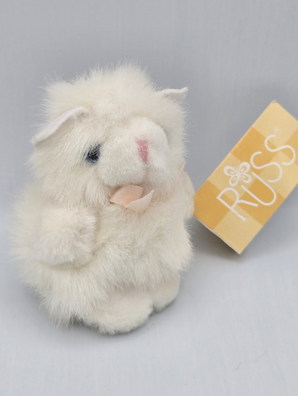 Russ Itty Bitty Kitties White Kitten w/Pink Bow 3.5" Miniature Plush Vintage - Picture 2 of 11